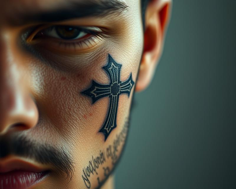 Tatuaż krzyż na twarzy – znaczenie, symbolika i popularność